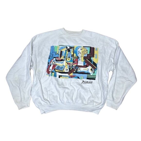 American Vintage 80s Pablo Picasso Art Sweatshirt Pullover Medium - Picture 1 of 8